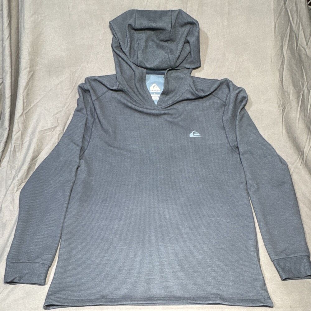 Quiksilver DryFlight Blue Solid Pullover Hoodie Men’s L Regular Fit Long Sleeve